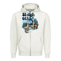 Oatmeal Heather sleigh girl sleigh skeleton Zipper Hoodie - NancyCooperArtShop