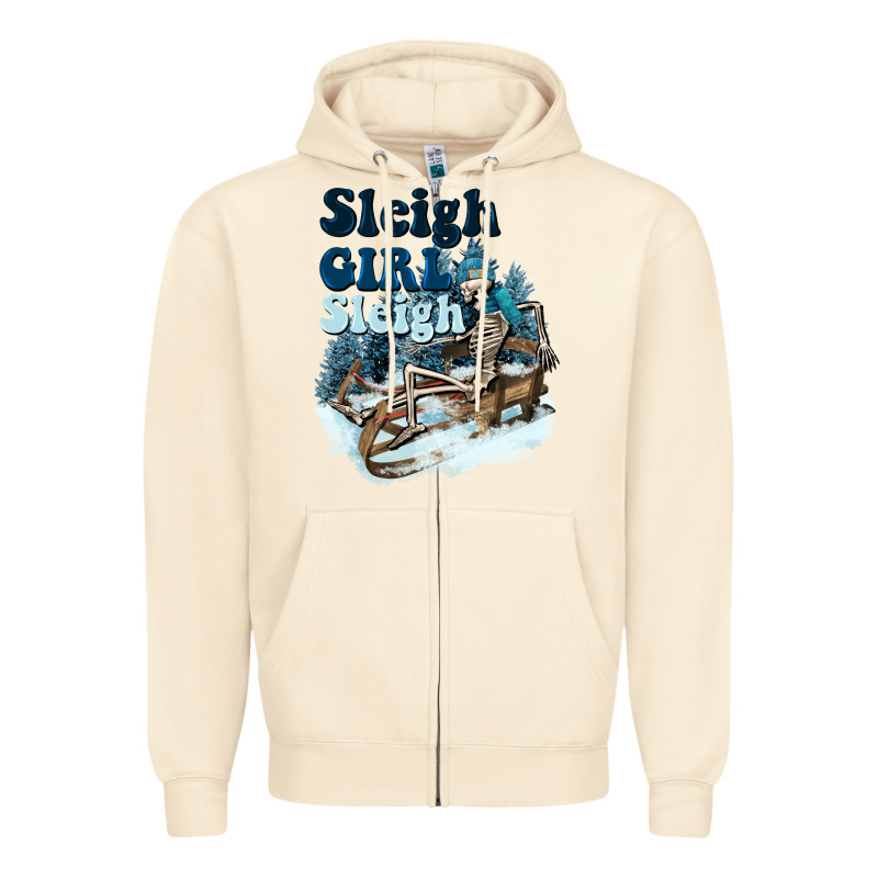 Sleigh Girl Sleigh Skeleton Zipper Hoodie by NancyCooperArtShop | Teevron