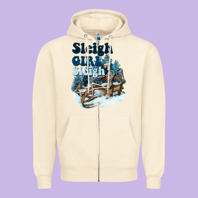 Sleigh Girl Sleigh Skeleton Zipper Hoodie Designed By Nancycooperartshop