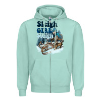 Seafoam sleigh girl sleigh skeleton Zipper Hoodie - NancyCooperArtShop