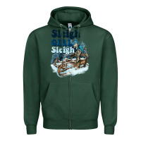Sports Green sleigh girl sleigh skeleton Zipper Hoodie - NancyCooperArtShop