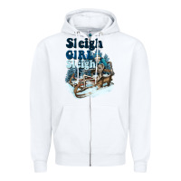 White sleigh girl sleigh skeleton Zipper Hoodie - NancyCooperArtShop