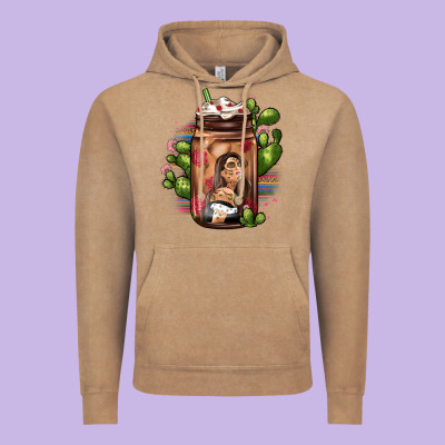 Mexican Coffee Cup Cactus Vintage Hoodie Designed By Jahusdesignshop