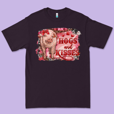 Valentine's Day Pig Hogs And Kisses Premium Tee Designed By Ranaportraitstore