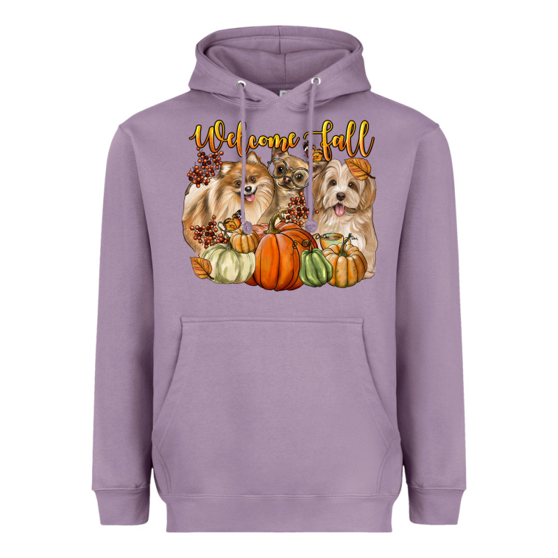 Welcome Fall With Dogs Heavyweight Hoodie by LillyAllenDesigns | Teevron
