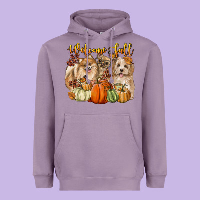 Welcome Fall With Dogs Heavyweight Hoodie Designed By Lillyallendesigns