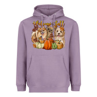 Lavender welcome fall with dogs Heavyweight Hoodie - LillyAllenDesigns