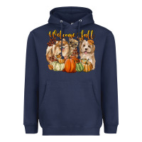Navy welcome fall with dogs Heavyweight Hoodie - LillyAllenDesigns