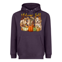 Plum welcome fall with dogs Heavyweight Hoodie - LillyAllenDesigns
