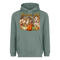 Sage welcome fall with dogs Heavyweight Hoodie - LillyAllenDesigns