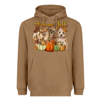Toasted Coconut welcome fall with dogs Heavyweight Hoodie - LillyAllenDesigns