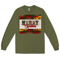 Army Green merry Christmas sunflowers Long Sleeve Tee - Jasminsmagicworld