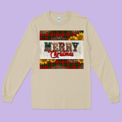 Merry Christmas Sunflowers Long Sleeve Tee Designed By Jasminsmagicworld