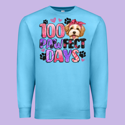 100 Pawfect Days Premium Sweatshirt Designed By Artiststas