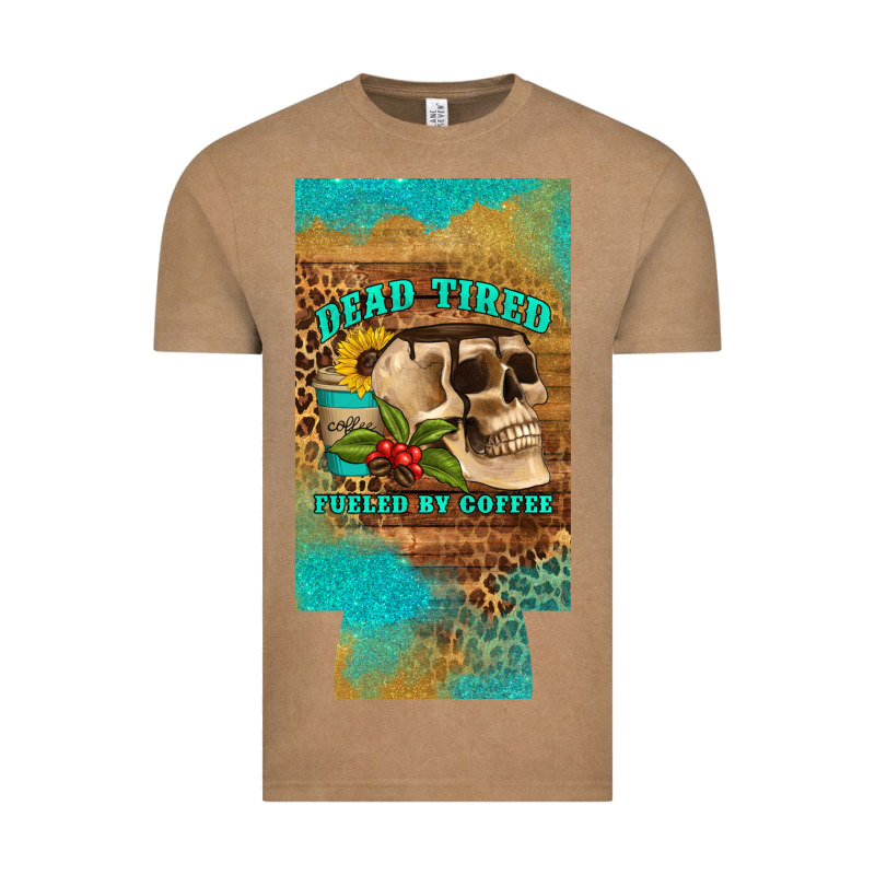 Dead Tired Fueled By Coffee 12 Oz Can Cooler  (slim) Vintage Tee by Artiststas | Teevron