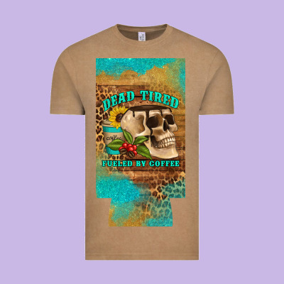 Dead Tired Fueled By Coffee 12 Oz Can Cooler  (slim) Vintage Tee Designed By Artiststas
