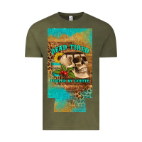 Vintage Olive dead tired fueled by coffee 12 oz can cooler  (slim) Vintage Tee - Artiststas