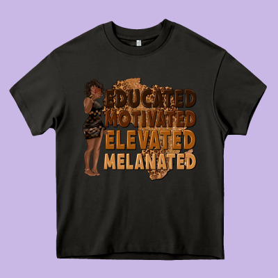 Educated Motivated Elevated Melanated Heavy Core Tee Designed By Texasbilliewilder