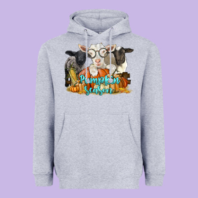 Pumpkin Season With Baby Sheeps And Goat Heavyweight Hoodie Designed By Lillyallendesigns