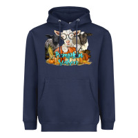 Navy pumpkin season with baby sheeps and goat Heavyweight Hoodie - LillyAllenDesigns