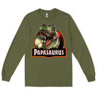 Army Green Western Papasaurus Papa Dinosaur Long Sleeve Tee - LillyAllenDesigns