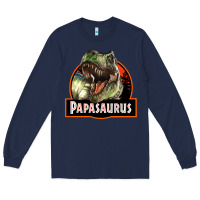 Navy Western Papasaurus Papa Dinosaur Long Sleeve Tee - LillyAllenDesigns