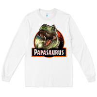 White Western Papasaurus Papa Dinosaur Long Sleeve Tee - LillyAllenDesigns