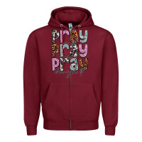 Burgundy pray on it pray over it pray through it Zipper Hoodie - NancyCooperArtShop