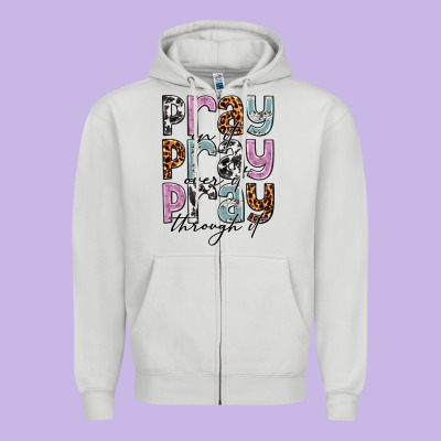Pray On It Pray Over It Pray Through It Zipper Hoodie Designed By Nancycooperartshop