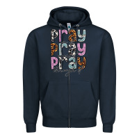 Navy pray on it pray over it pray through it Zipper Hoodie - NancyCooperArtShop