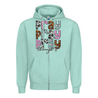 Seafoam pray on it pray over it pray through it Zipper Hoodie - NancyCooperArtShop