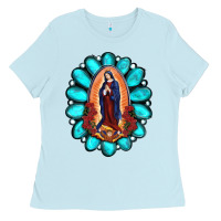 Baby Blue Gemstone Lady Of Guadalupe Ladies Tee - RanaPortraitStore
