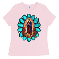 Bubblegum Pink Gemstone Lady Of Guadalupe Ladies Tee - RanaPortraitStore