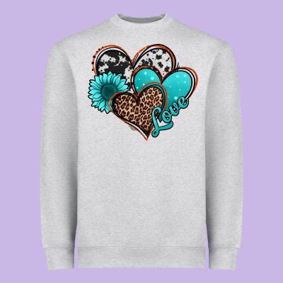 Love Turquoise Hearts Heavyweight Sweatshirt Designed By Jasminsmagicworld
