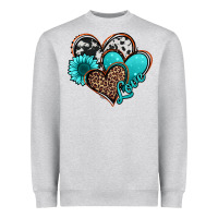 Heather Grey love turquoise hearts Heavyweight Sweatshirt - Jasminsmagicworld