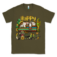Army Green happy camper caravan and gnome Classic Tee - BarkalooDesign