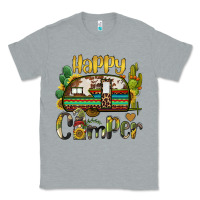 Heather Grey happy camper caravan and gnome Classic Tee - BarkalooDesign
