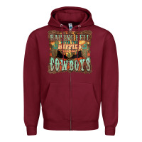 Burgundy raising hell with the hippies and the cowboys Zipper Hoodie - NancyCooperArtShop