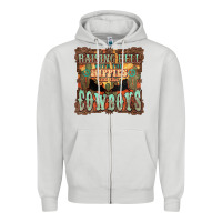 Dove Grey raising hell with the hippies and the cowboys Zipper Hoodie - NancyCooperArtShop