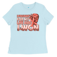 Baby Blue i fought for my life and i won uterine cancer peac Ladies Tee - texasbilliewilder