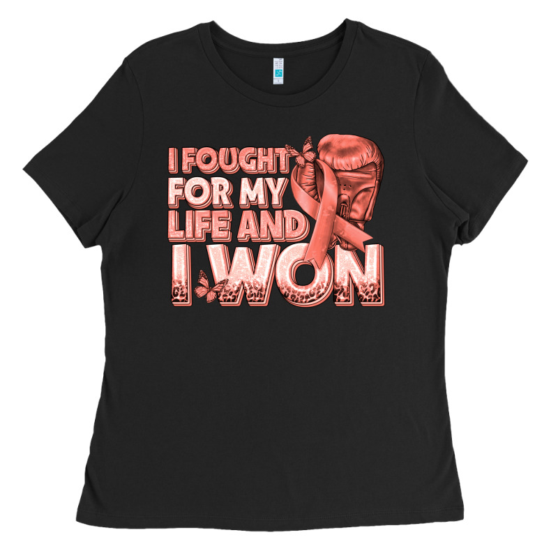 I Fought For My Life And I Won Uterine Cancer Peac Ladies Tee by texasbilliewilder | Teevron