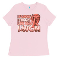 Bubblegum Pink i fought for my life and i won uterine cancer peac Ladies Tee - texasbilliewilder
