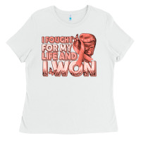 White i fought for my life and i won uterine cancer peac Ladies Tee - texasbilliewilder