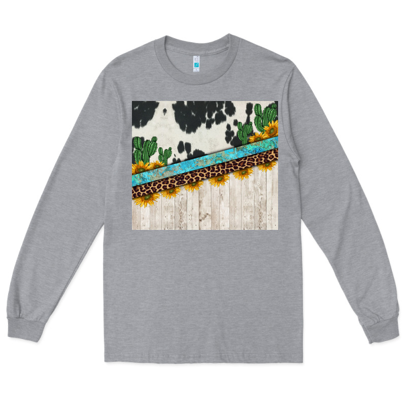 Cowhide Sunflowers Cactus Long Sleeve Tee by Jasminsmagicworld | Teevron