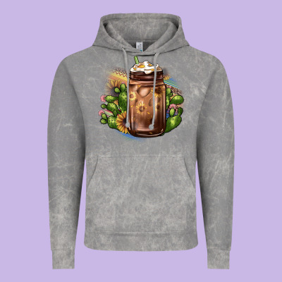Sunflower Coffee Cup Cactus Vintage Hoodie Designed By Jahusdesignshop