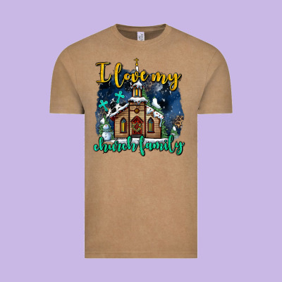 Christmas Church And Snow   ı Love My Church Family Vintage Tee Designed By Adodesignshop