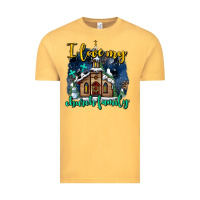 Vintage Mustard Christmas church and snow   ı love my church family Vintage Tee - AdoDesignShop