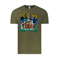 Vintage Olive Christmas church and snow   ı love my church family Vintage Tee - AdoDesignShop