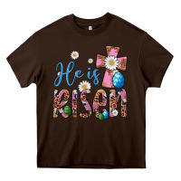 Chocolate Brown he is risen cross Heavy Core Tee - Artiststas