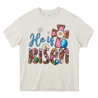 Cream he is risen cross Heavy Core Tee - Artiststas